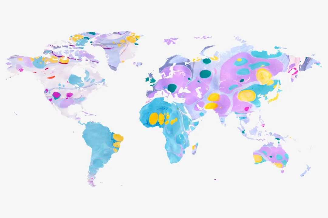 Multi-Colored Marble World Map Wallpaper Mural
