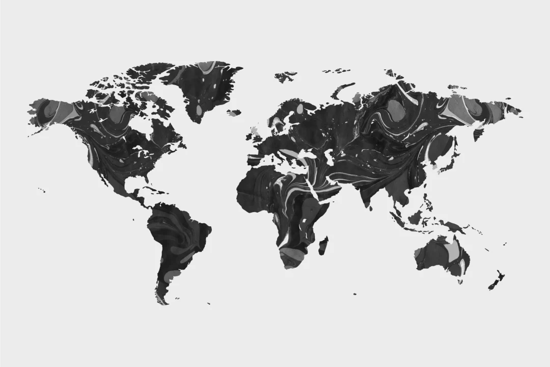 Black & Gray Marble Map Wallpaper Mural
