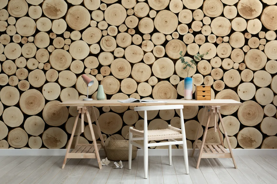 Chopped Beech Logs Wallpaper Mural