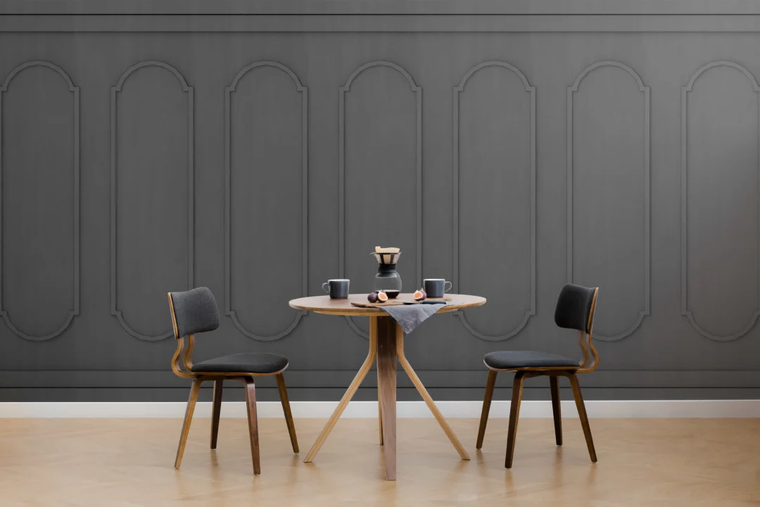 Black Arched Georgian Wood Panel Effect Wallpaper Mural