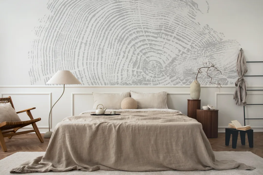 Light Gray Scandinavian Wood Print Wallpaper Mural