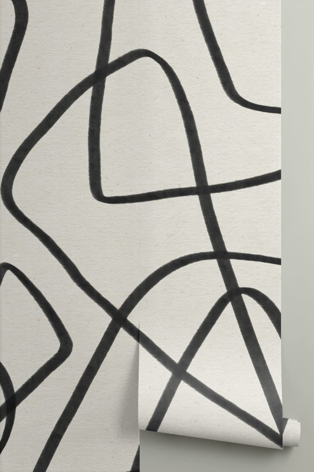 Black & Beige Abstract Doodle Wall Mural
