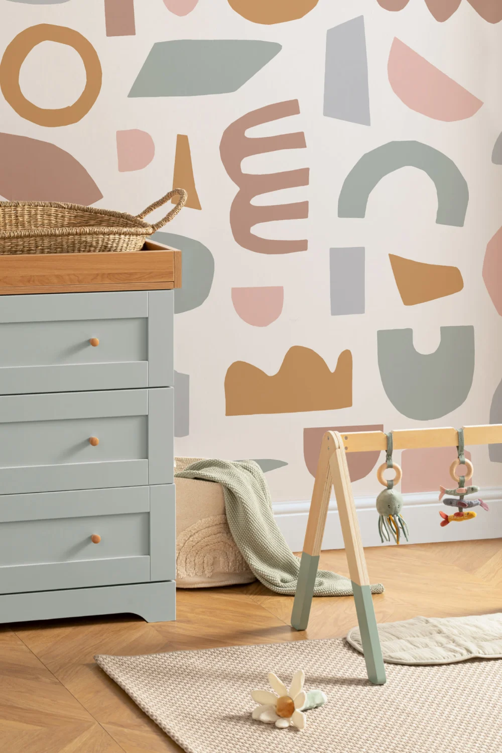 Pastel Rustic Abstract Shapes Wallpaper Mural