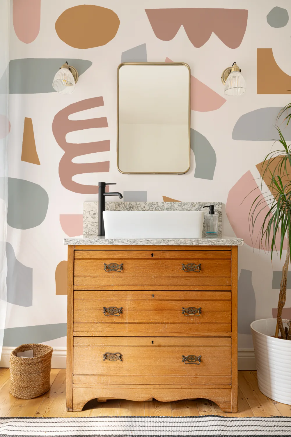 Pastel Rustic Abstract Shapes Wallpaper Mural