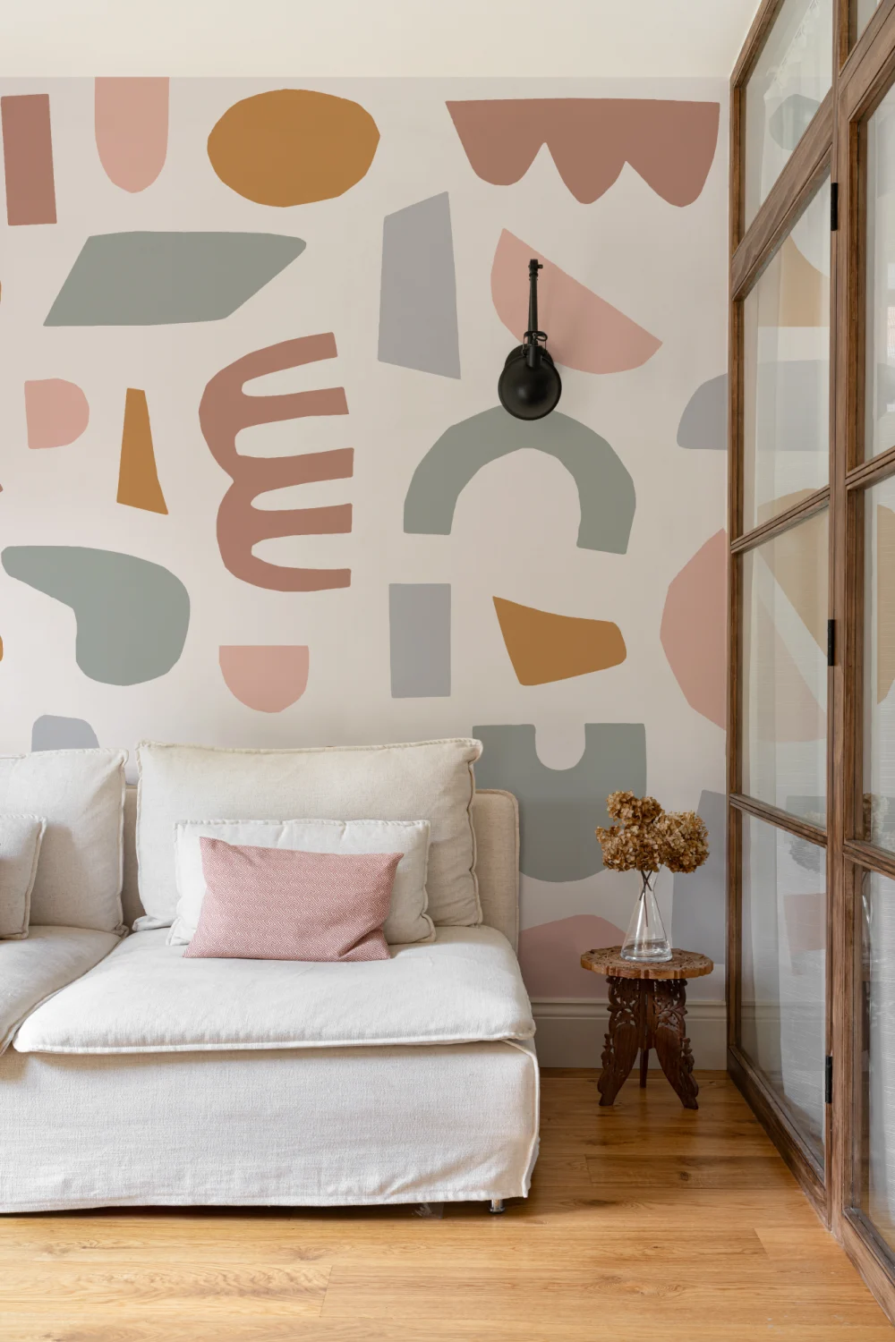 Pastel Rustic Abstract Shapes Wallpaper Mural