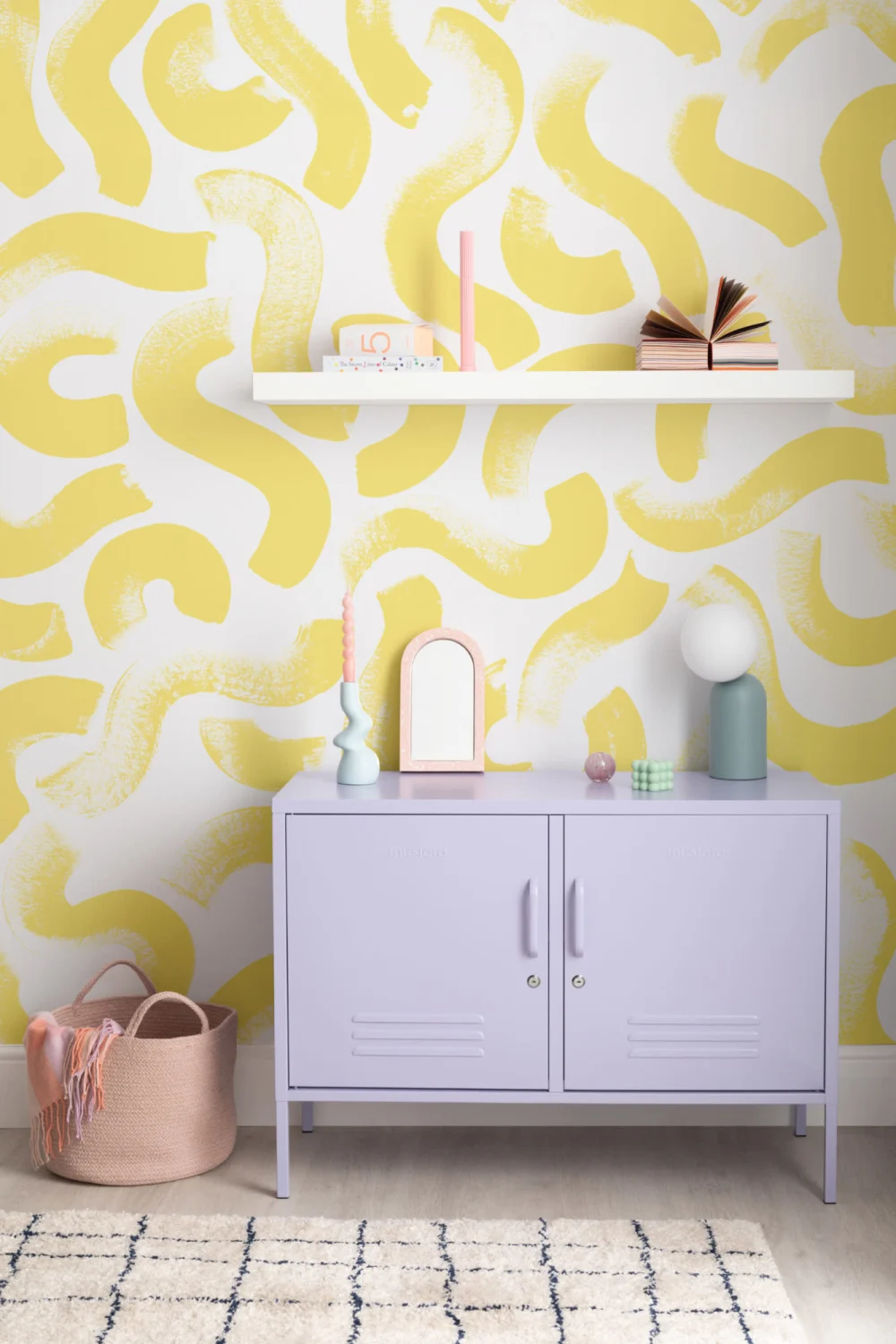 Yellow Paint Brush Strokes Abstract Wallpaper Mural