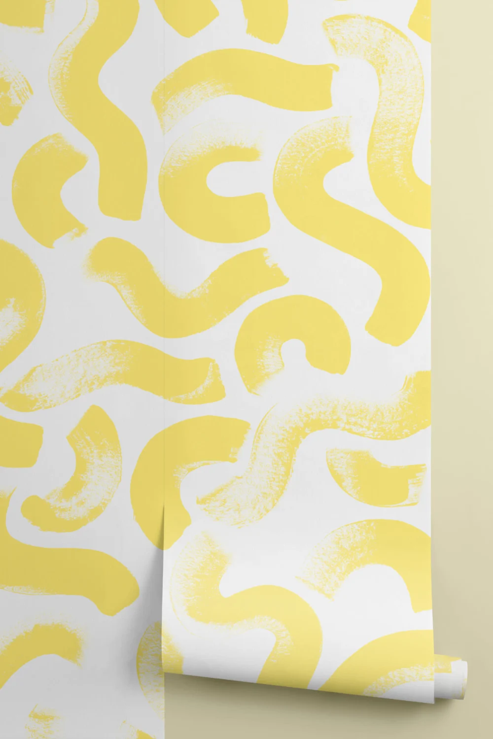 Yellow Paint Brush Strokes Abstract Wallpaper Mural