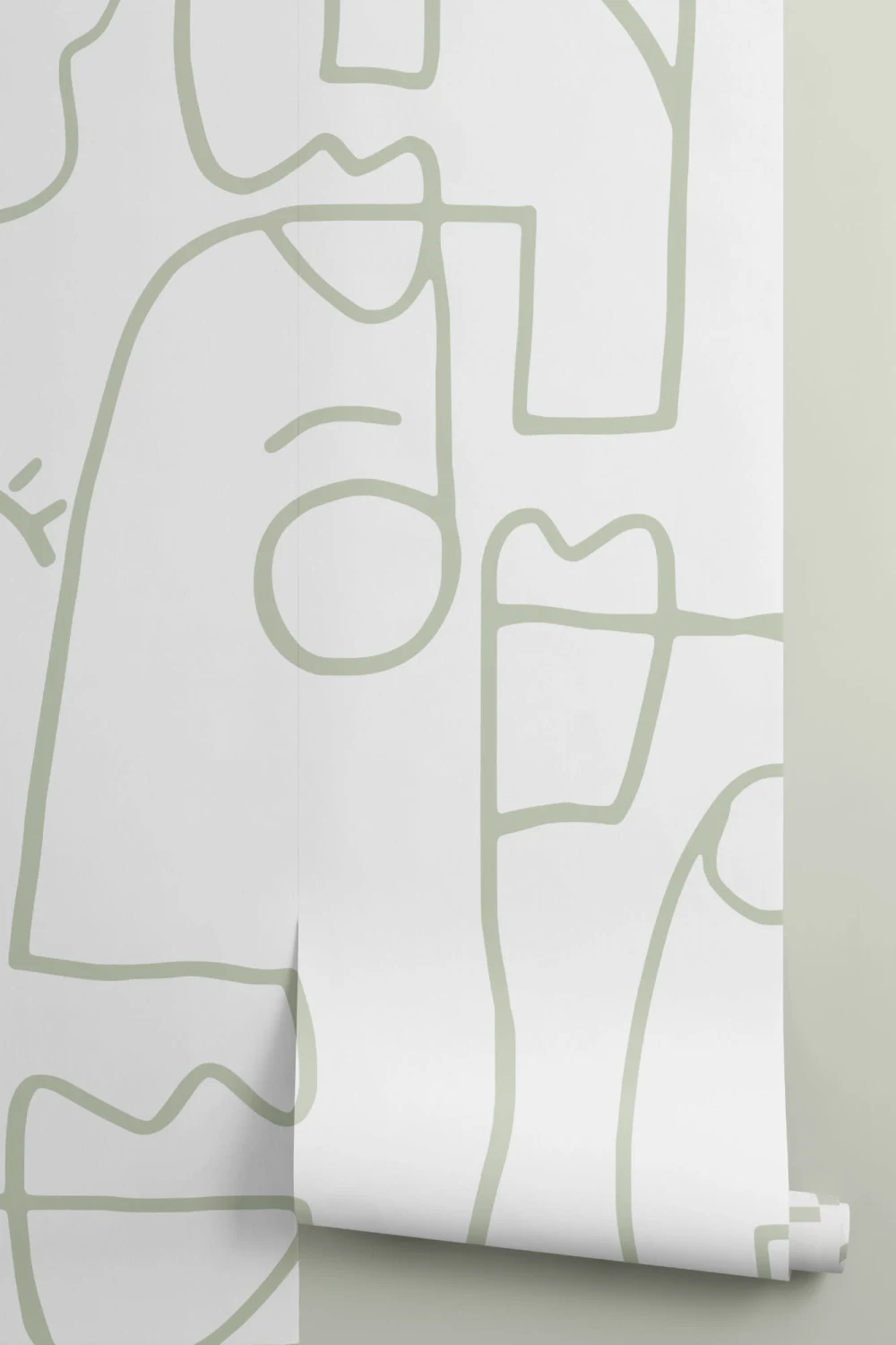 Large Sage Line Drawing Face Wallpaper Mural