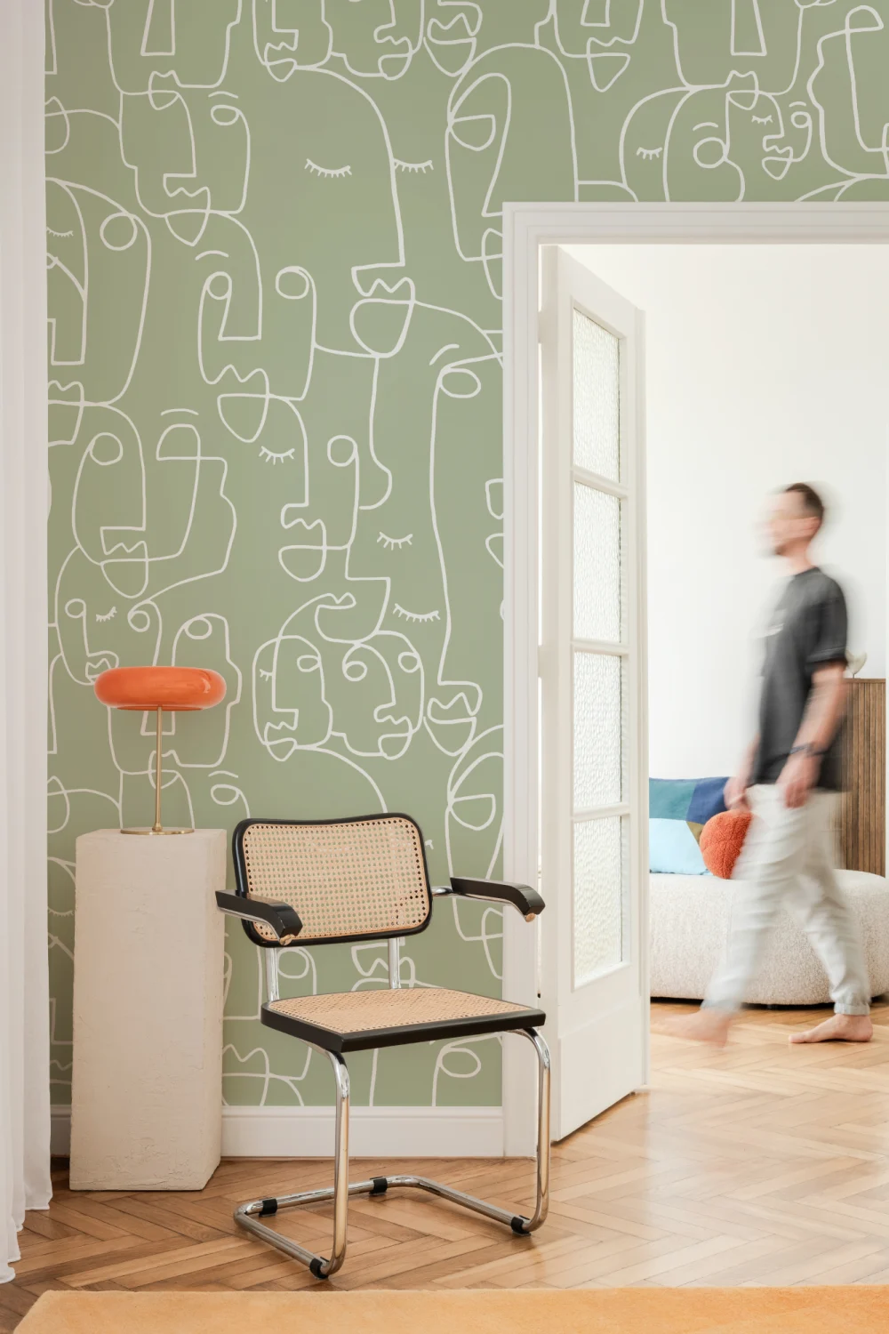 Sage & White Face Wallpaper Mural