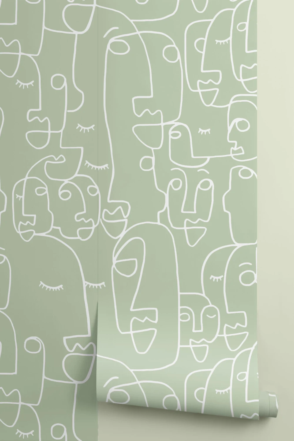 Sage & White Face Wallpaper Mural