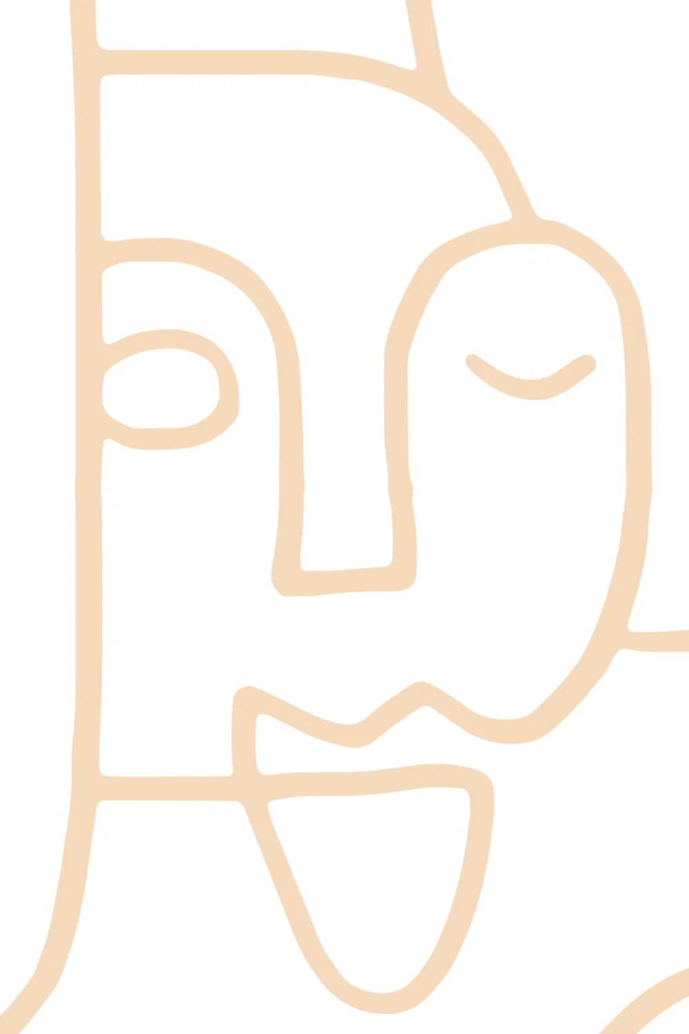 Nude Large Line Drawing Face Wallpaper Mural