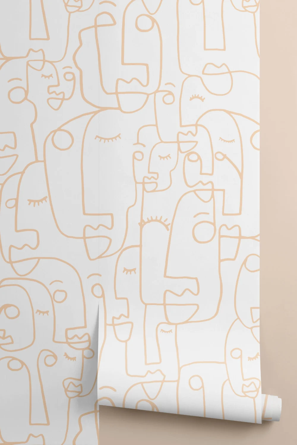 Mural de papel de parede de rosto com desenho de linhas nuas