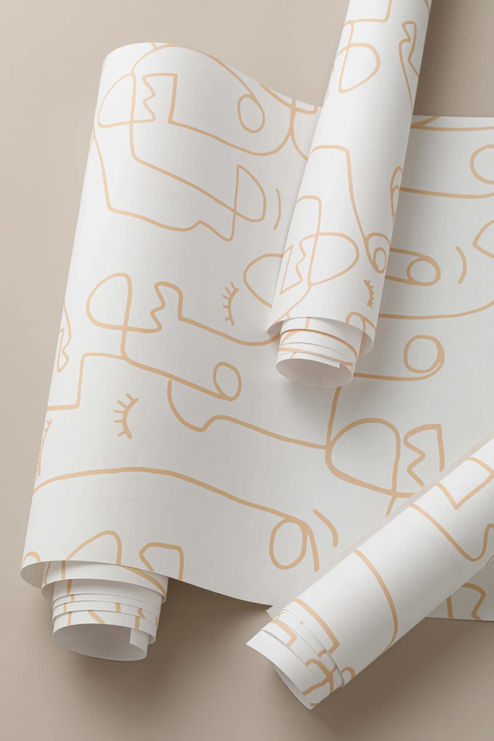 Mural de papel de parede de rosto com desenho de linhas nuas