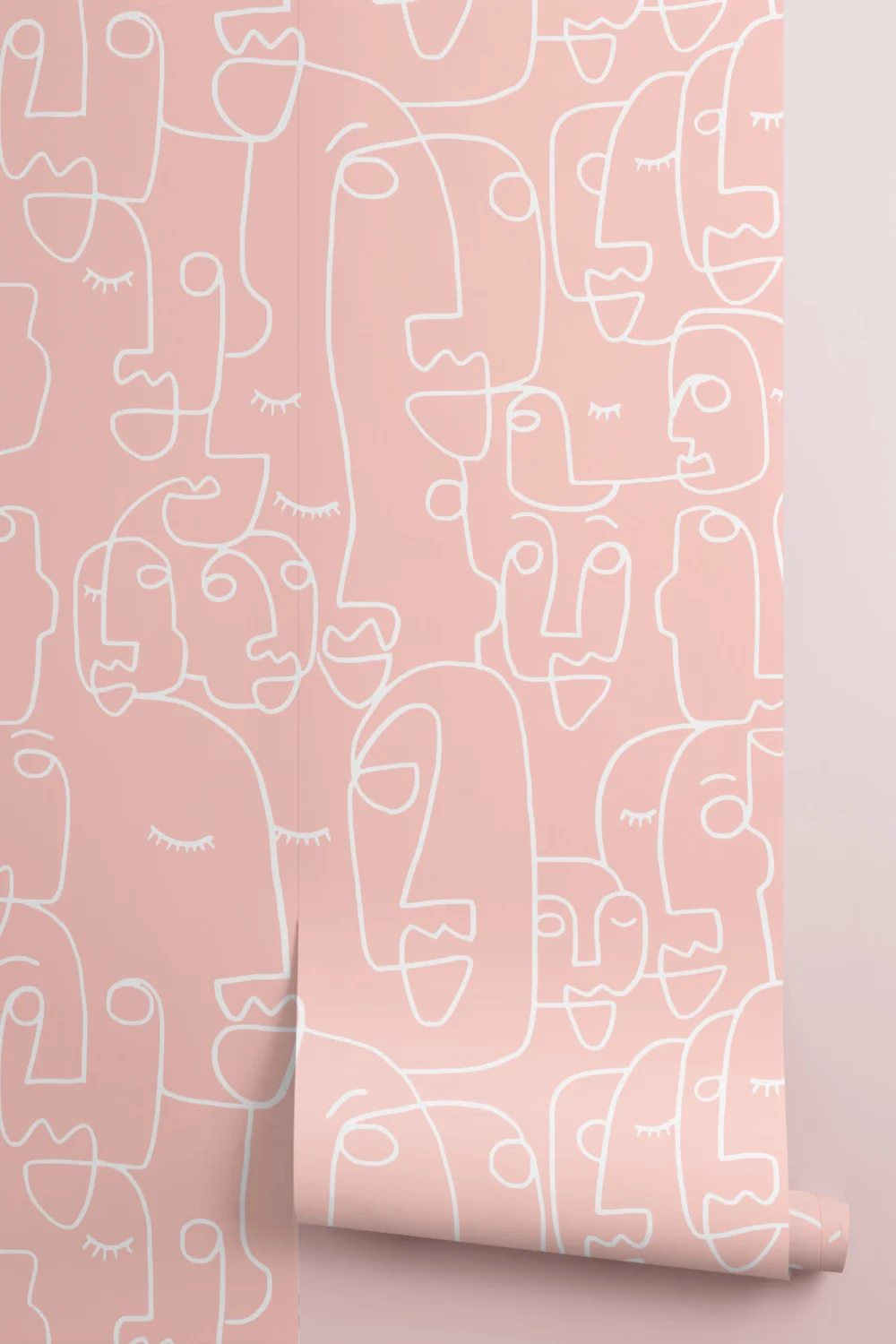 Dusty Pink & White Face Wallpaper Mural