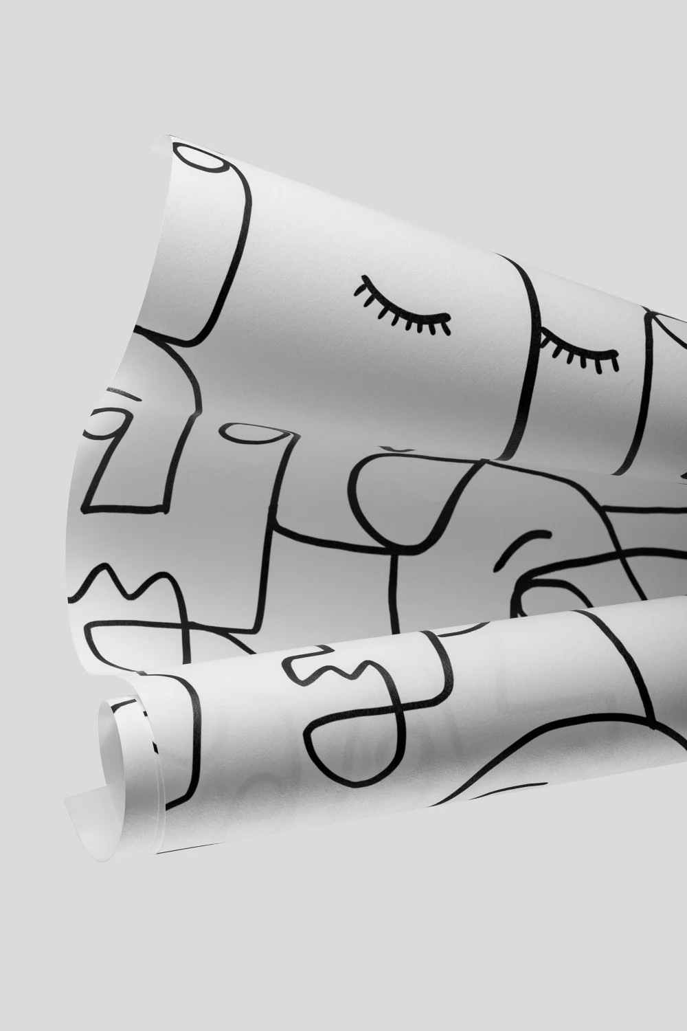 Face Line Drawing Wallpaper Mural