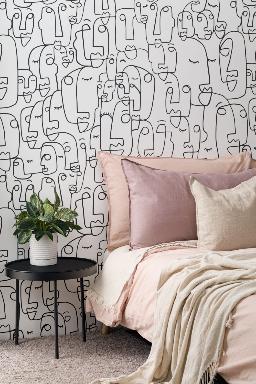 Face Line Drawing Wallpaper Mural