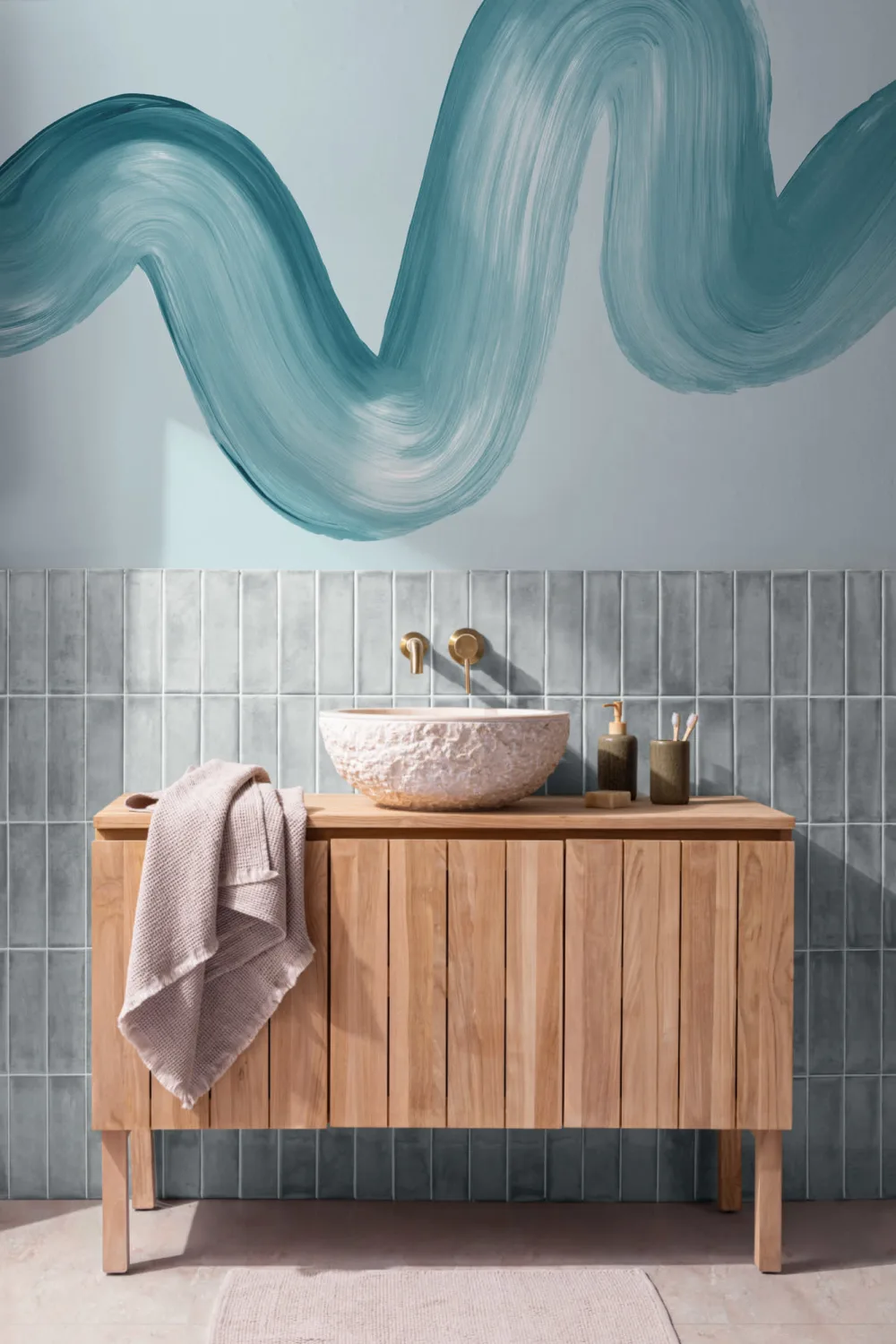 Blue Paint Brush Stroke Squiggle Wallpaper Mural