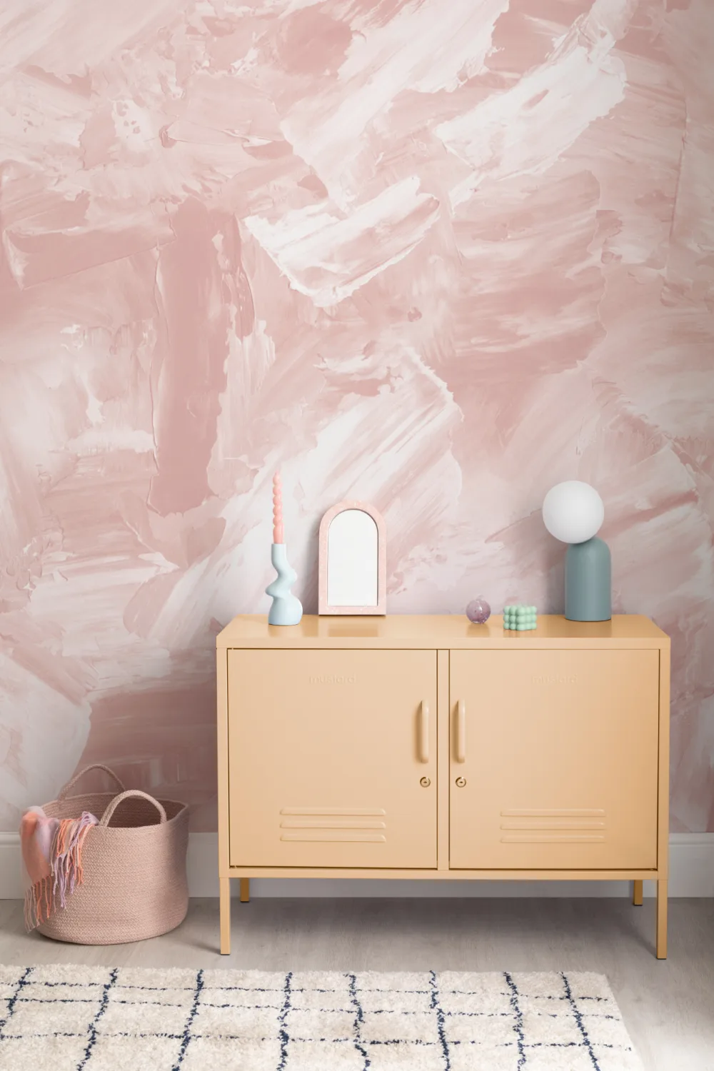 Rose Beige Abstract Paint Stroke Wallpaper Mural