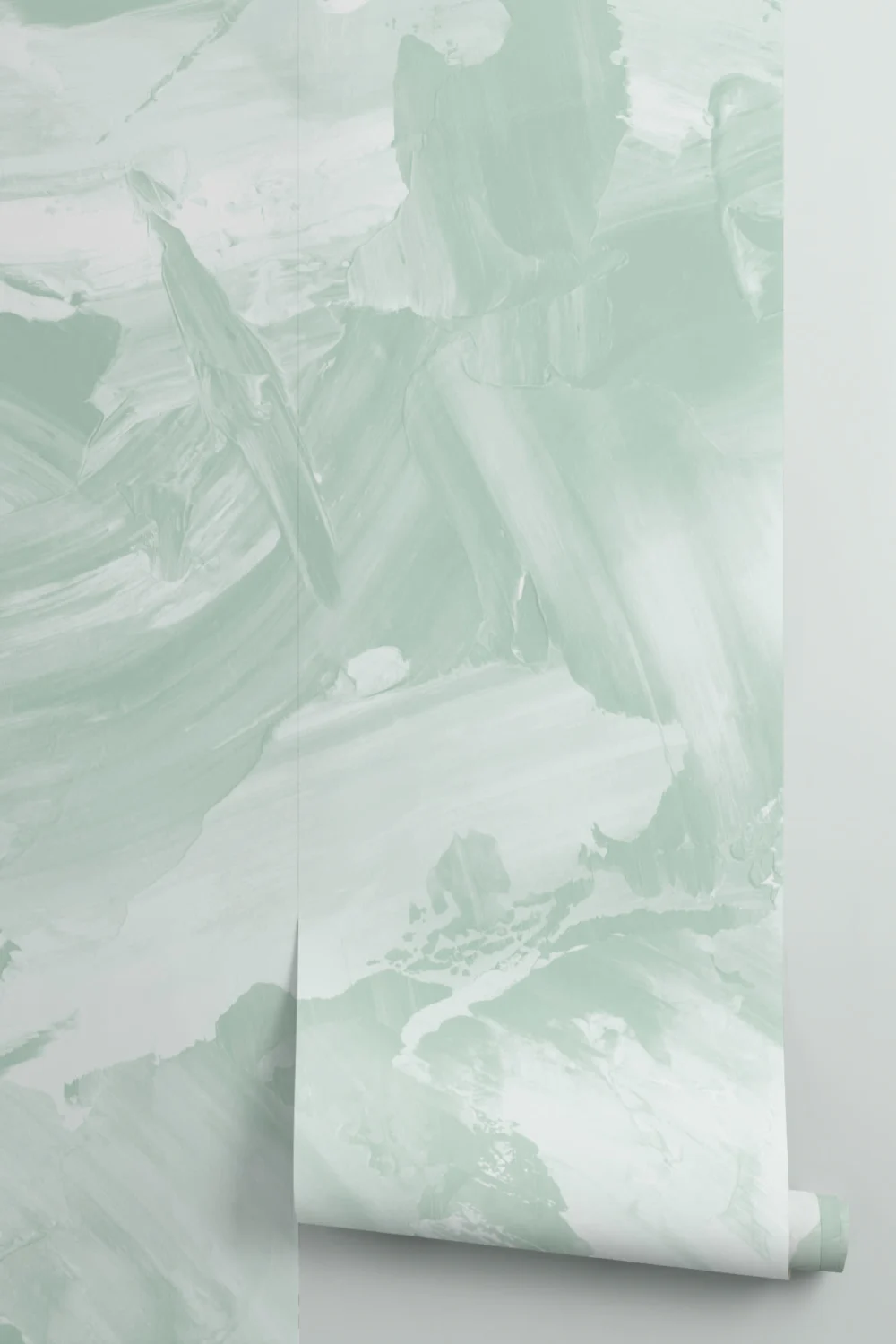 Soft Sage Abstract Paint Stroke Wallpaper Mural