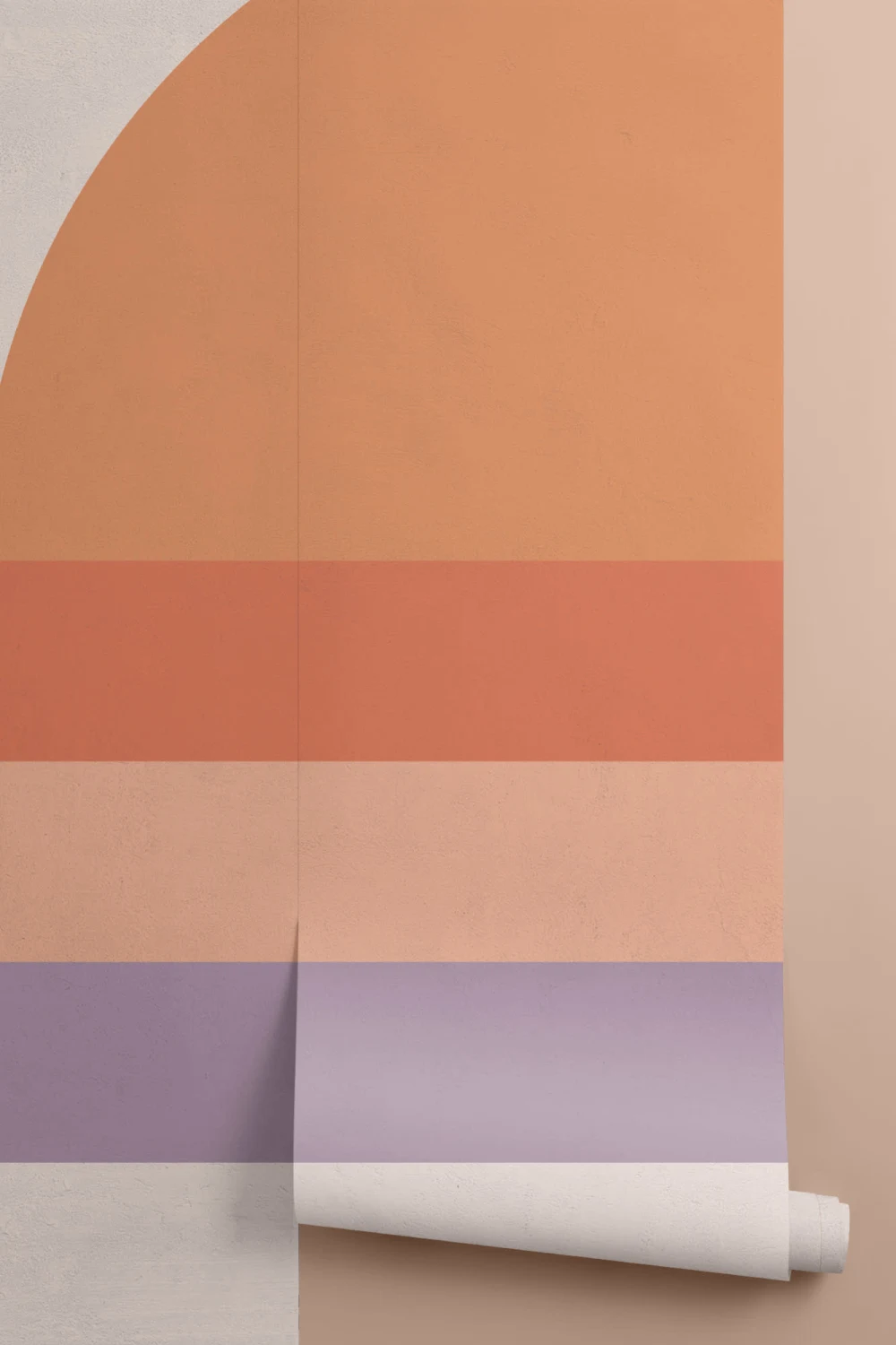 Carta da Parati Anni 70 con Tramonto Geometrico