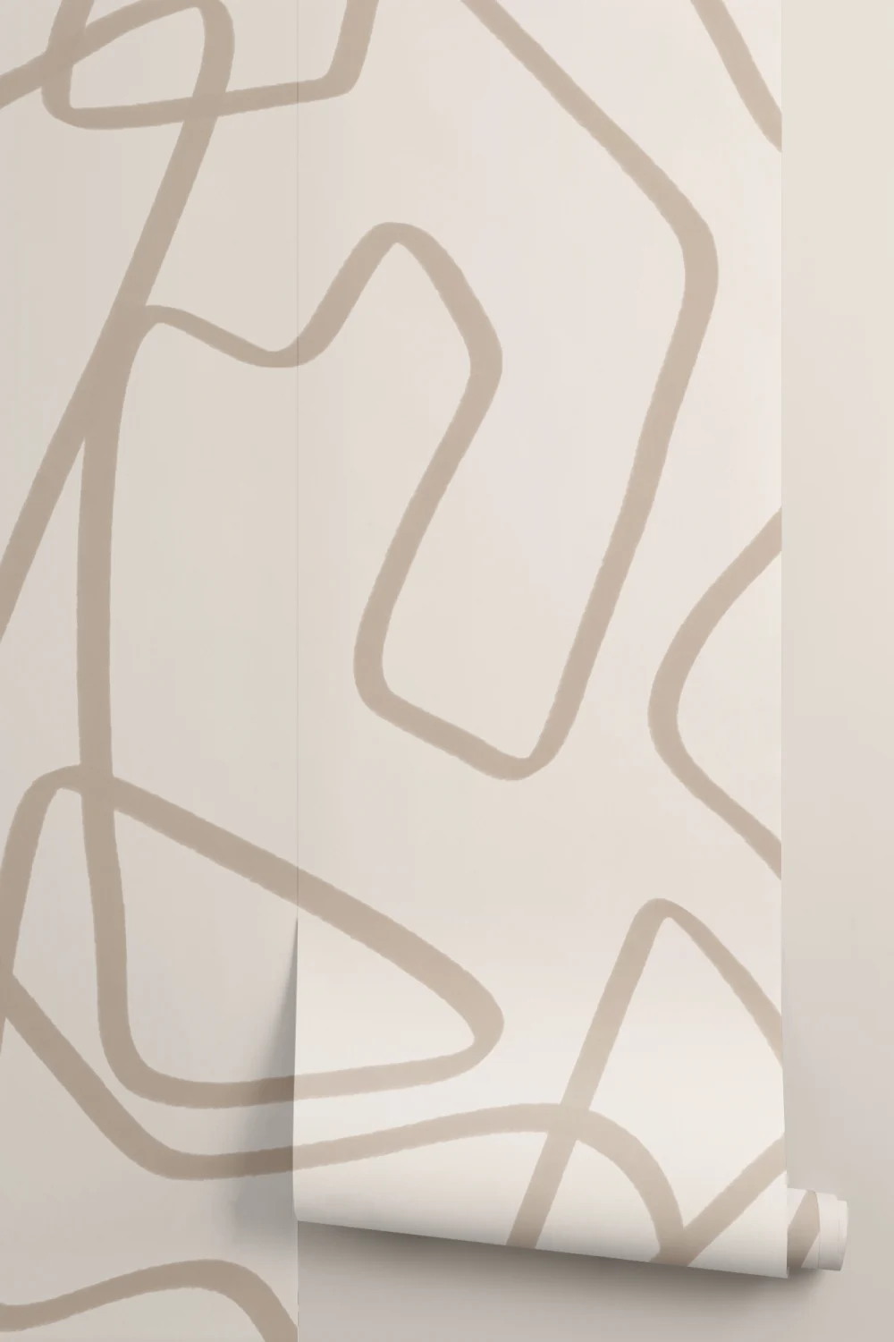 Abstract Hand Drawn Scribble Wall Mural in Beige on Neutral Background