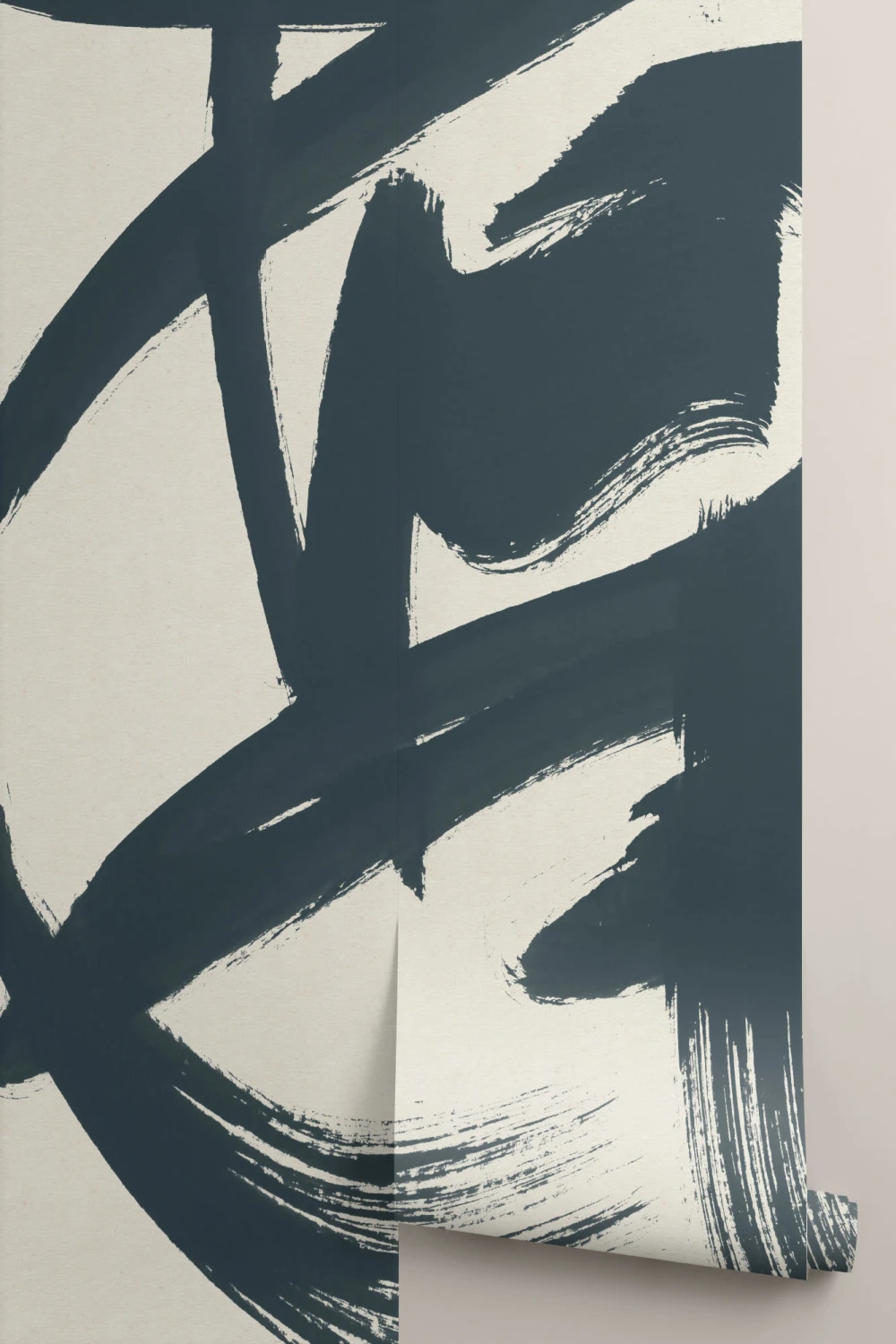 Blue Japanese Calligraphy Painted Wallpaper Mural