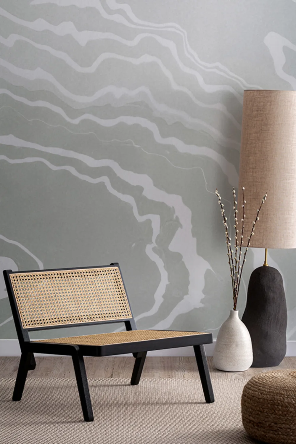 Green Japanese Marbled Art Suminagashi Wallpaper Mural
