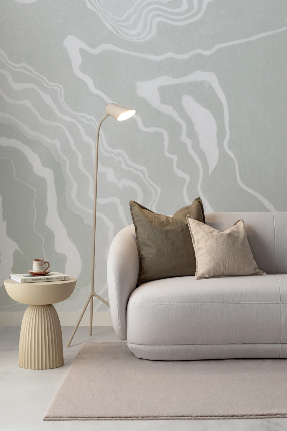 Green Japanese Marbled Art Suminagashi Wallpaper Mural