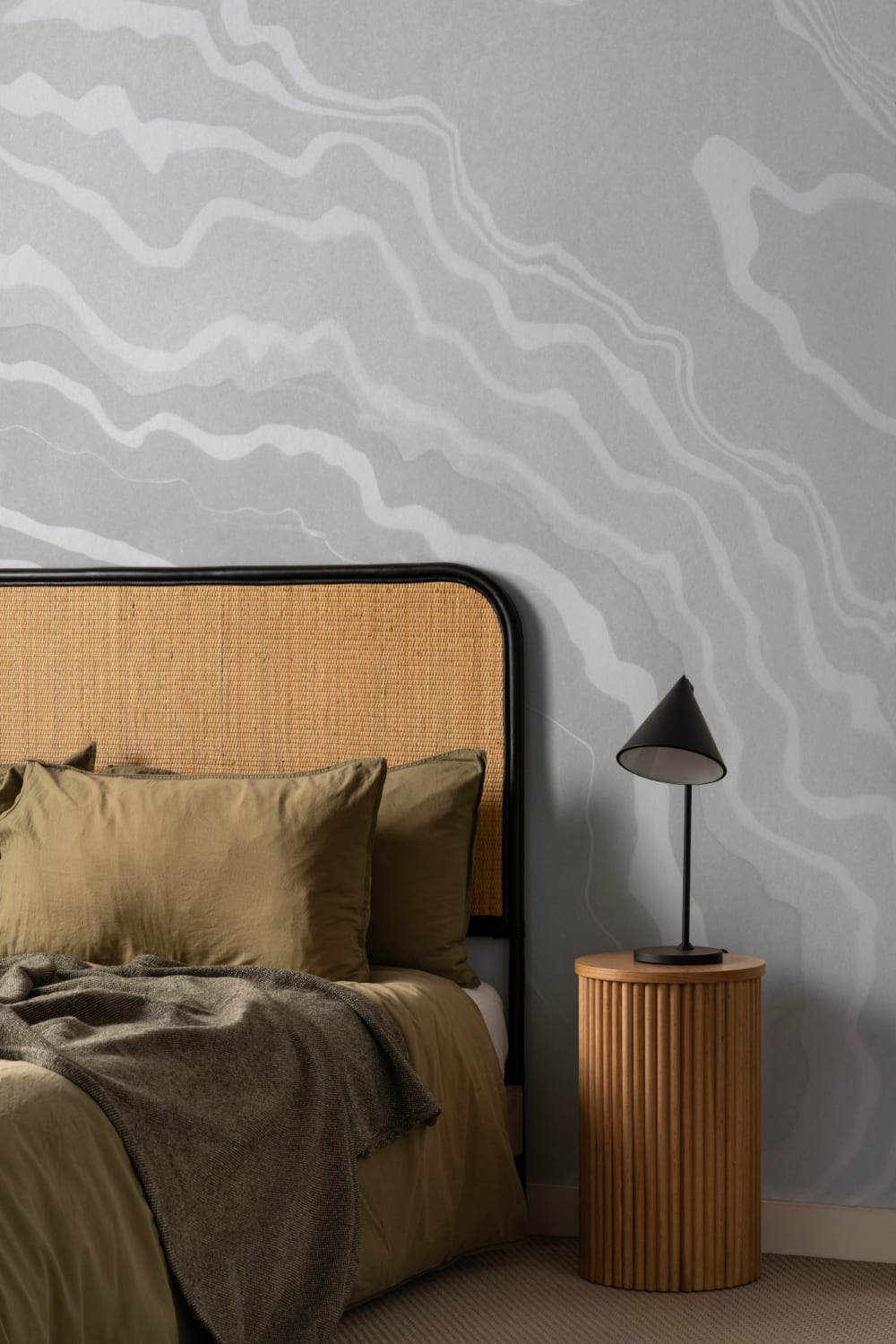 Green Japanese Marbled Art Suminagashi Wallpaper Mural