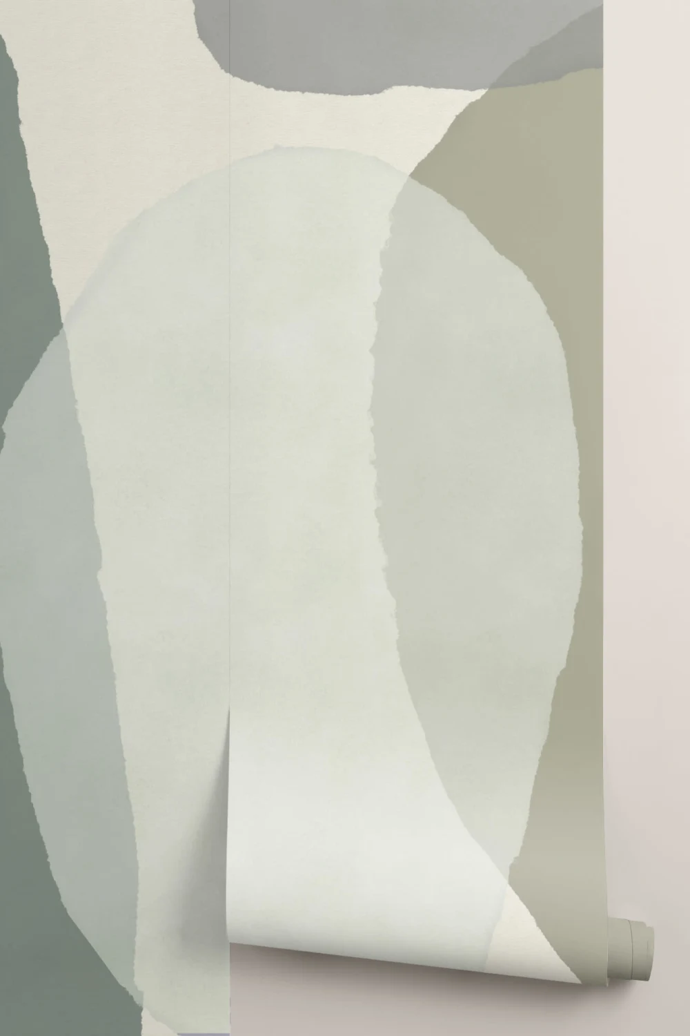 Papier Peint Panoramique Abstrait avec Formes Vertes