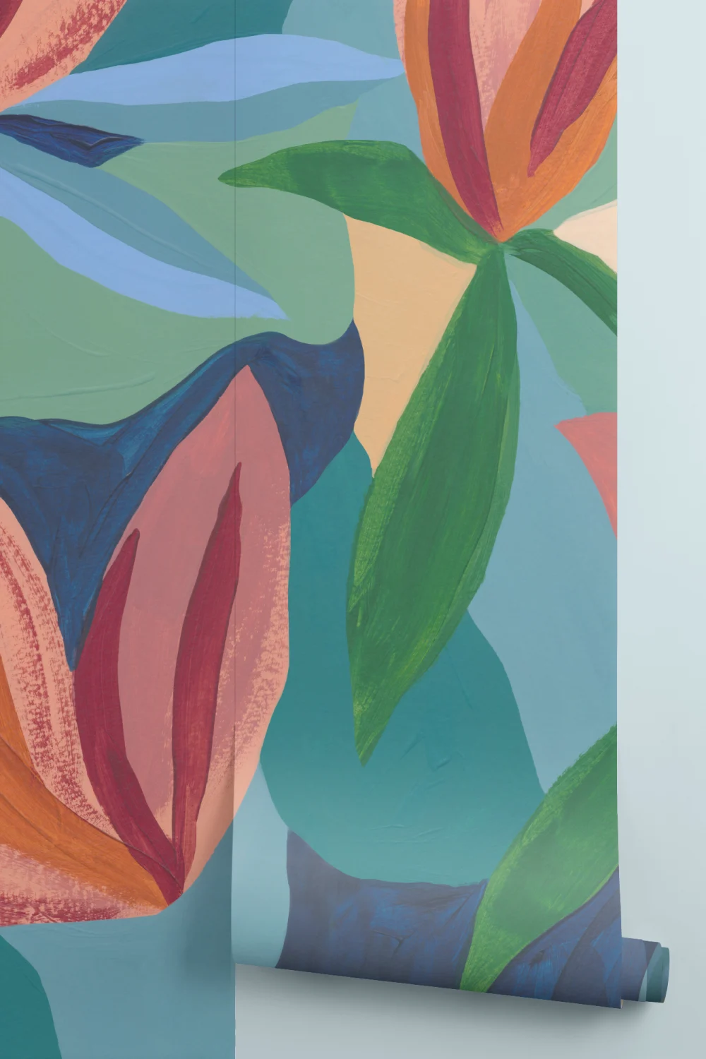 Flerfarvet abstrakt blomsterfantasi fototapet med dristig energi