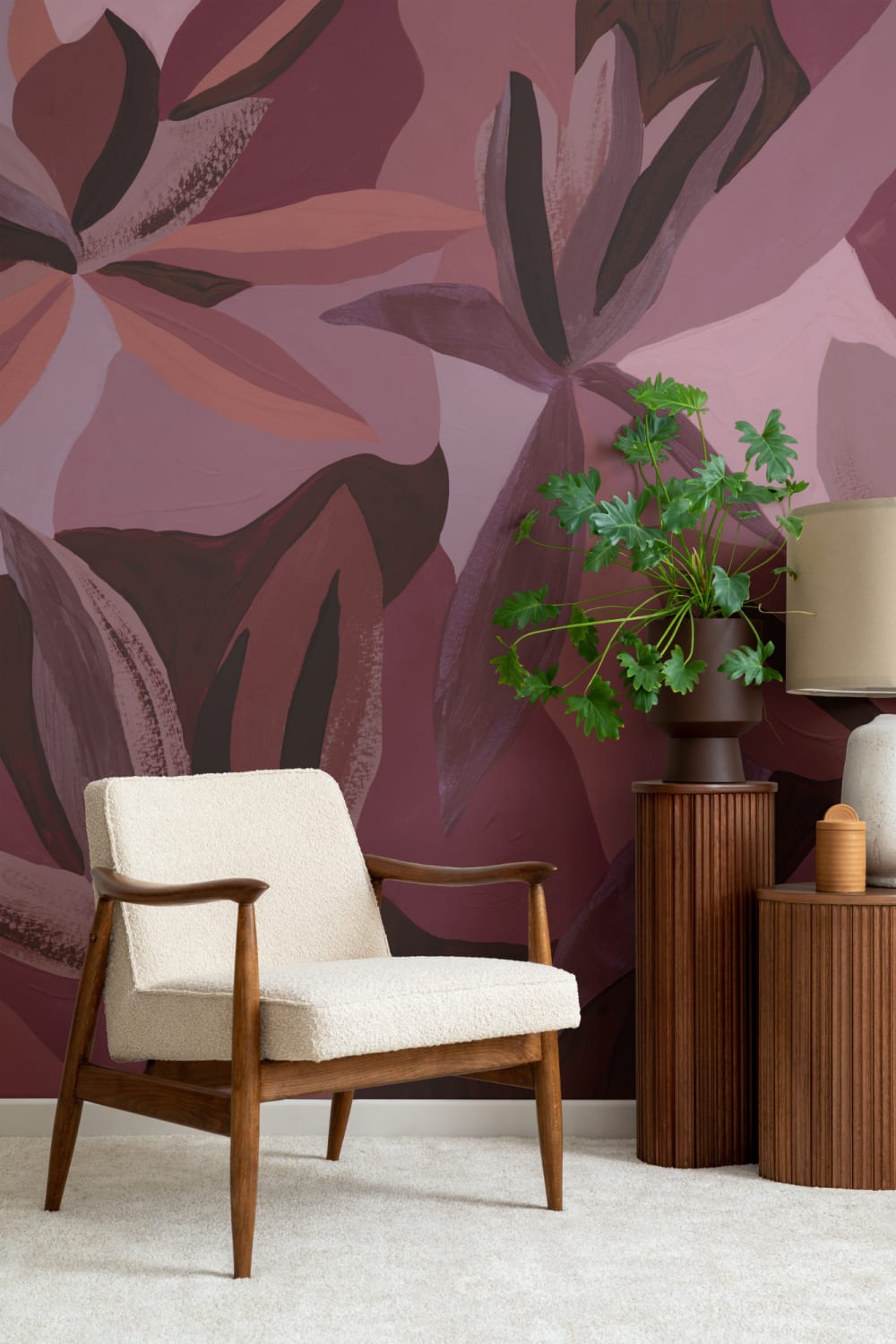 Flerfärgad mörk blommig art deco mural-tapeter för fantastiska rum