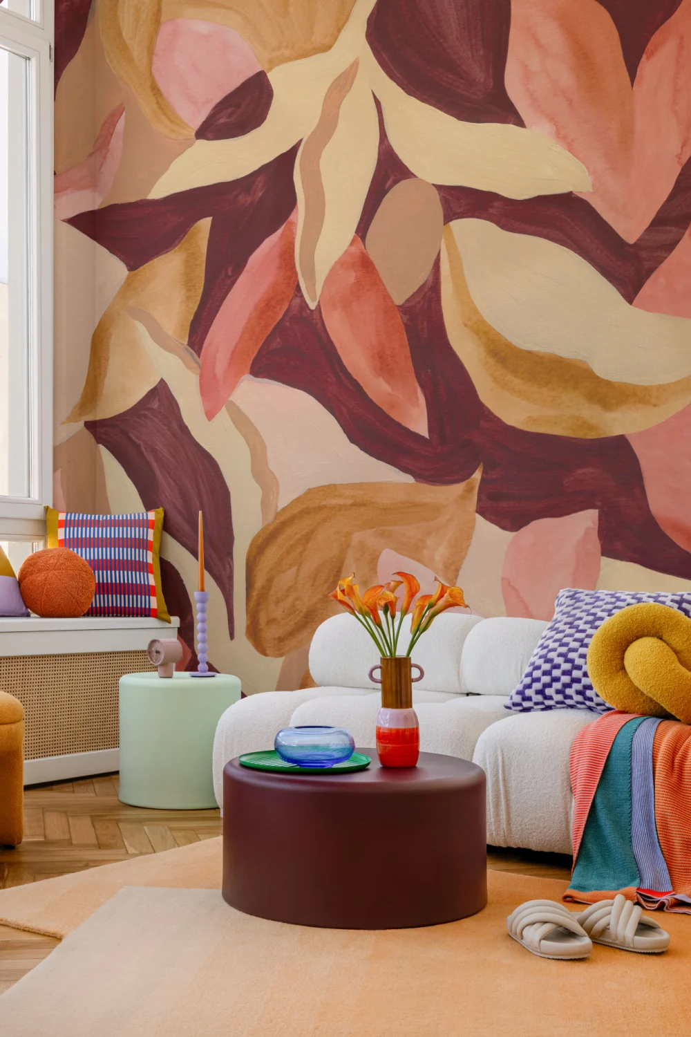 Multicolor Abstract Floral Bold Mural