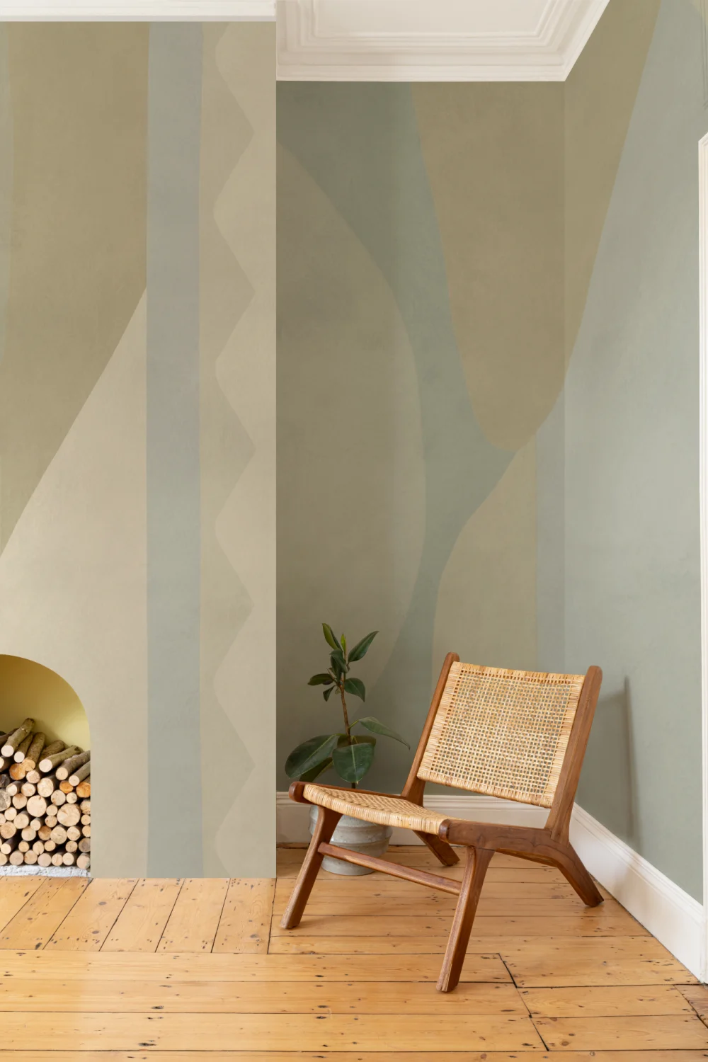 Zielona geometryczna szykowna abstrakcyjna fototapeta dla Serenity