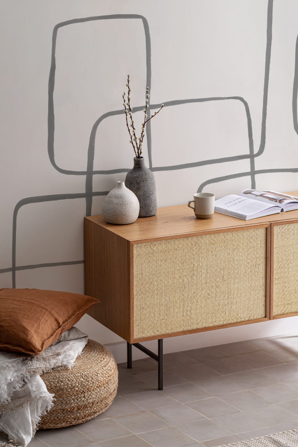 Modern Monochrome Abstract Art Wallpaper Mural