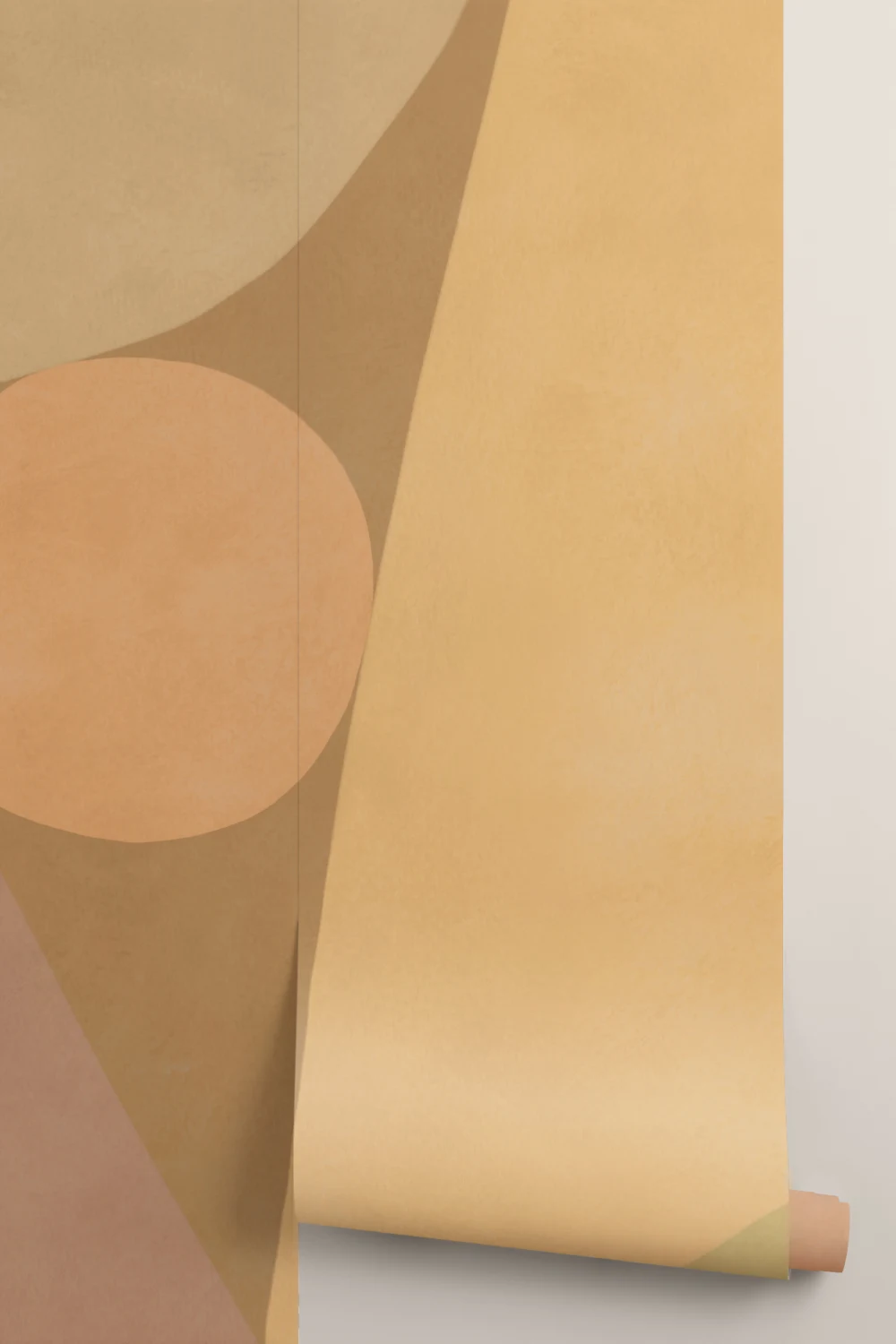 Warm Geometric Abstract Neutral Mural for Modern Spaces