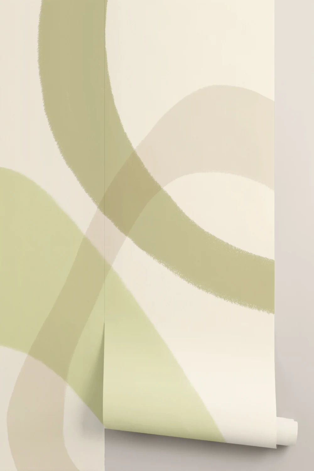 Groene abstracte eigentijdse lijnkunst muurschildering
