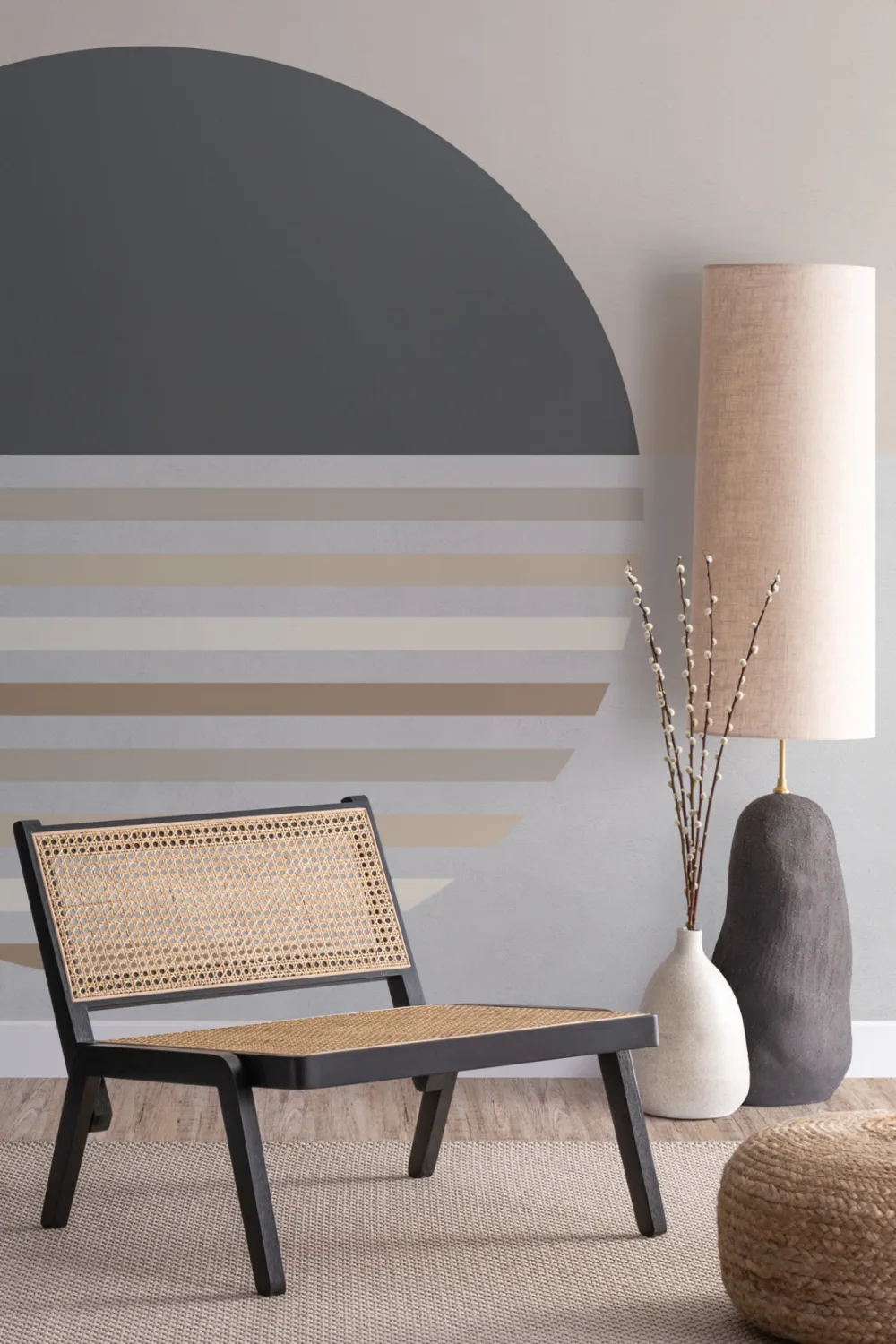 Neutral Abstract Circle Wallpaper Mural