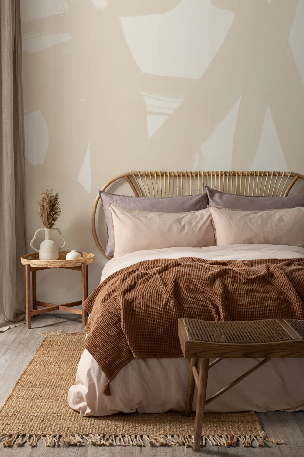 Beige japansk kalligrafi tapet vægmaleri