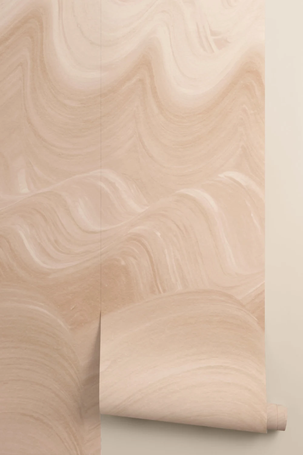 Brown Painted Wavy Brush Strokes Wall Mural
