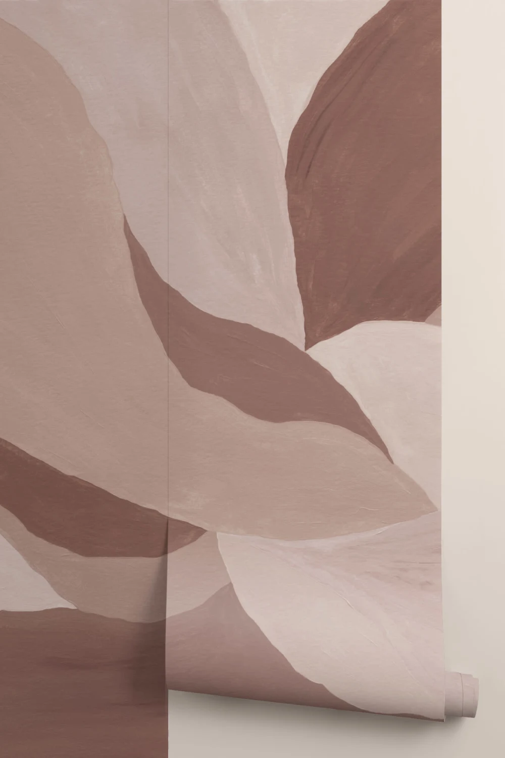 Peinture murale abstraite de feuilles en terre cuite