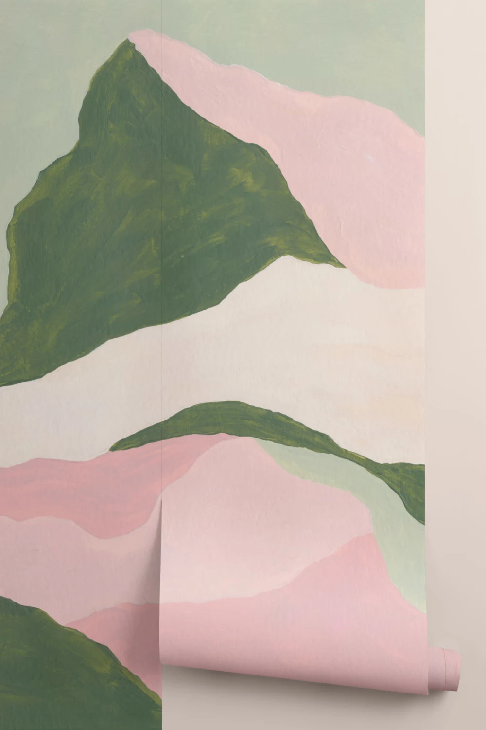Groene abstracte berg muurschildering