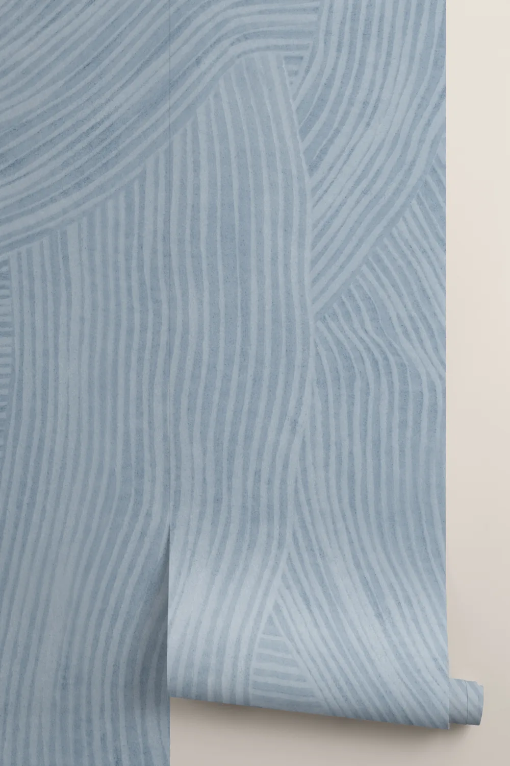 Blue Curved Flowing Shapes Mural