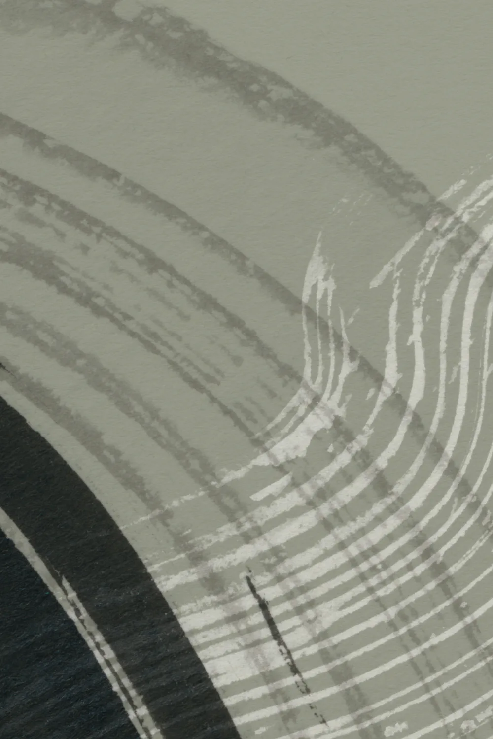 Dark Green Abstract Ink Brush Strokes Mural
