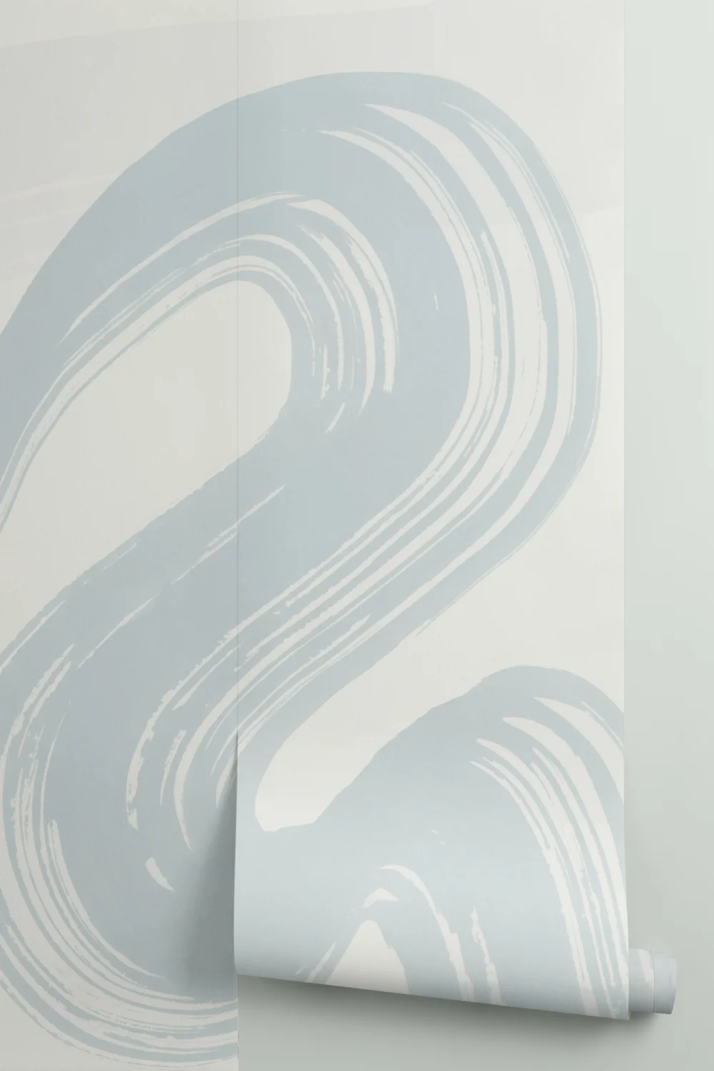 Blue Abstract Swirl Brush Strokes Mural