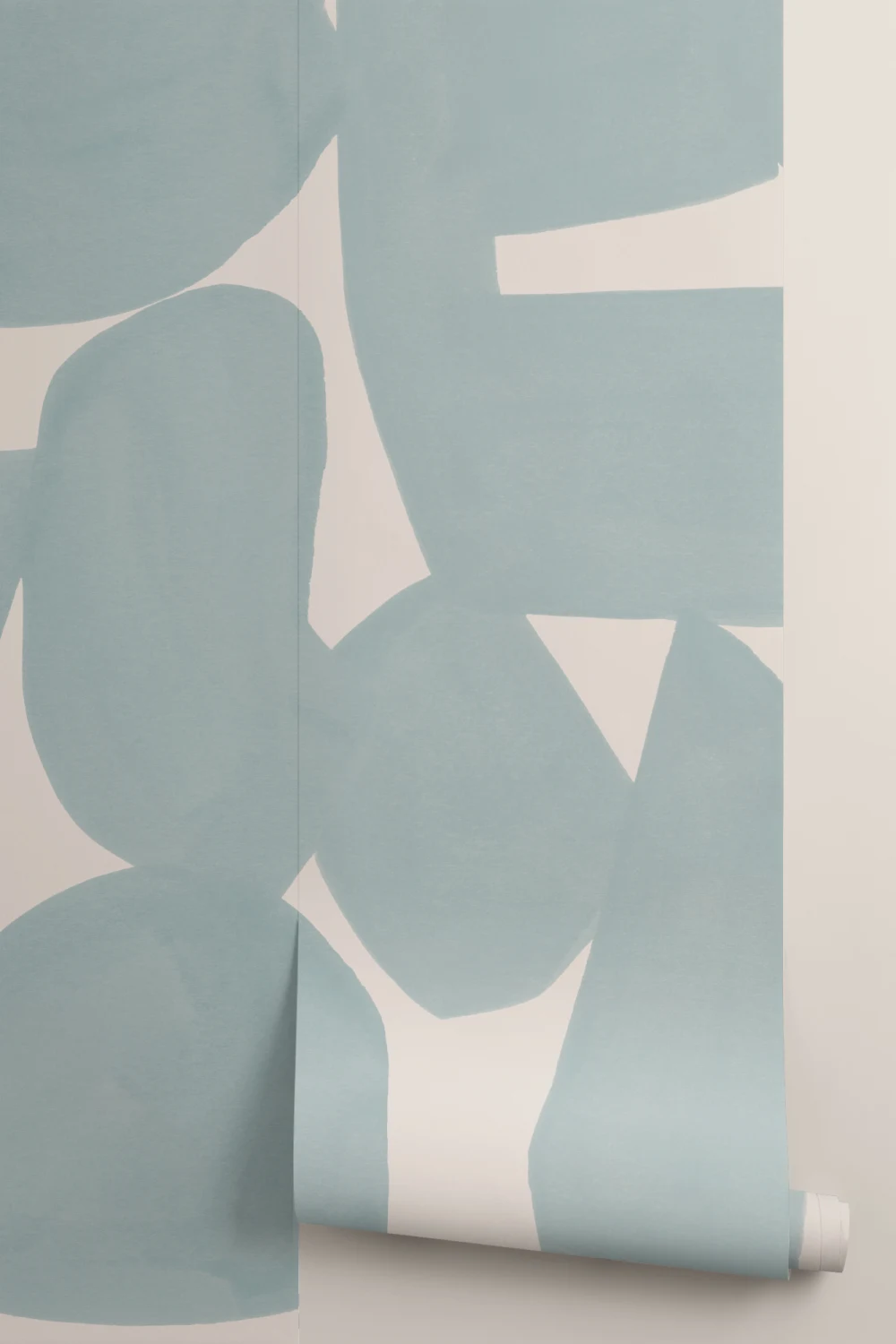 Blue Abstract Hand Painted Shapes Mural