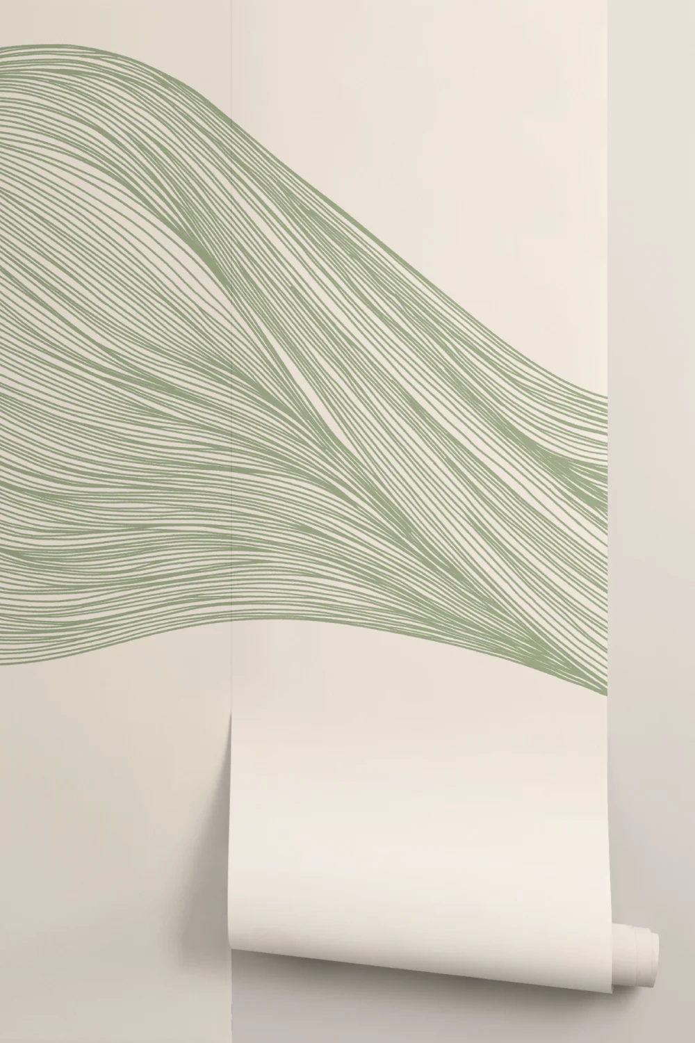 Papier peint panoramique lignes ondulées vertes