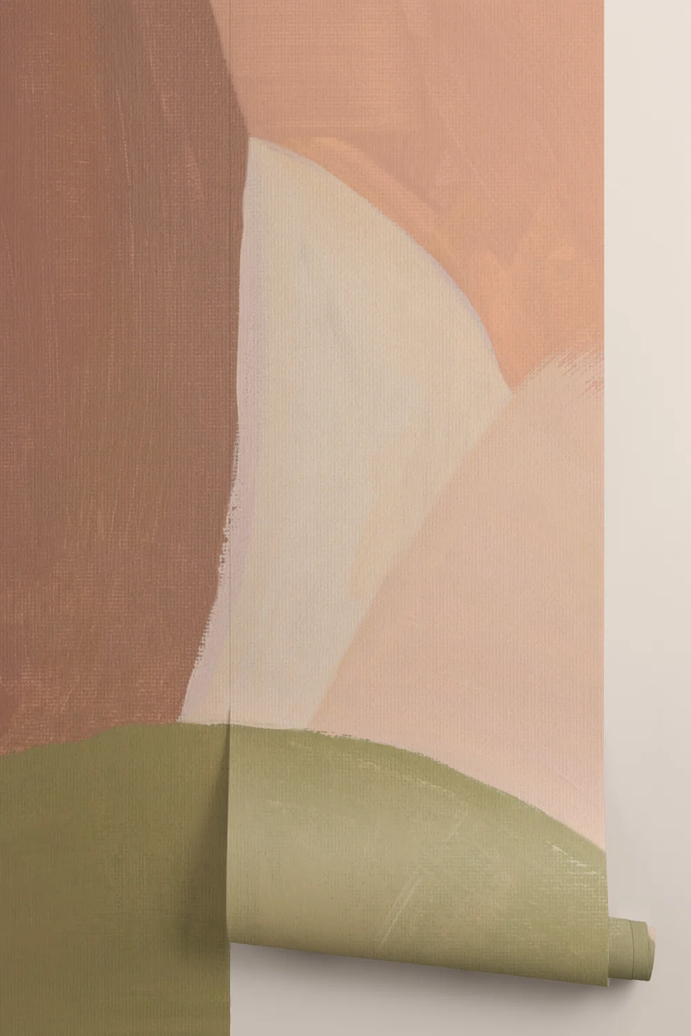 Painted Bold Abstract Mural in Soft Pastel Neutrals