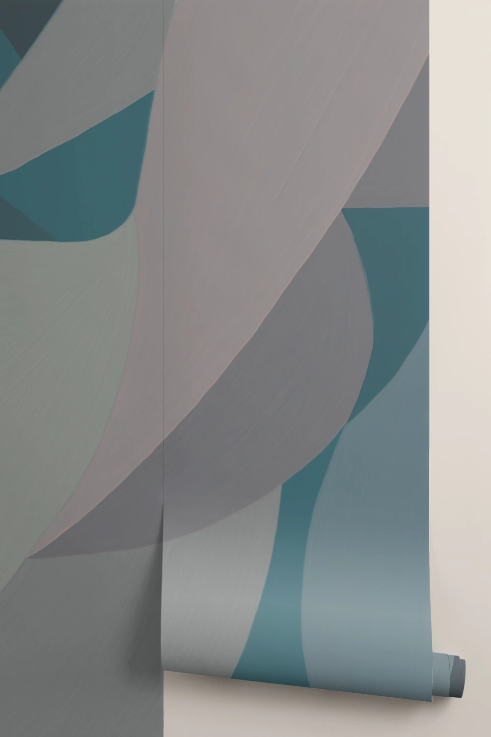 Female Form Abstract Shapes Mural in Blue
