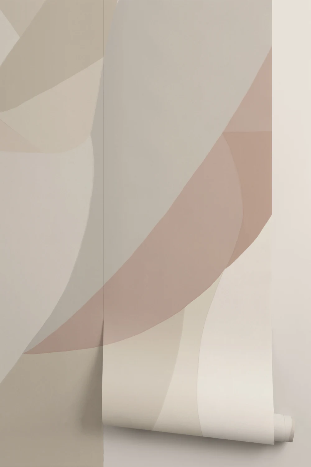 Female Form Abstract Shapes Mural in Neutral